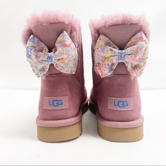 UGG Mini Bailey Bow Splatter Boots Color Urchin - Picture 10 of 15